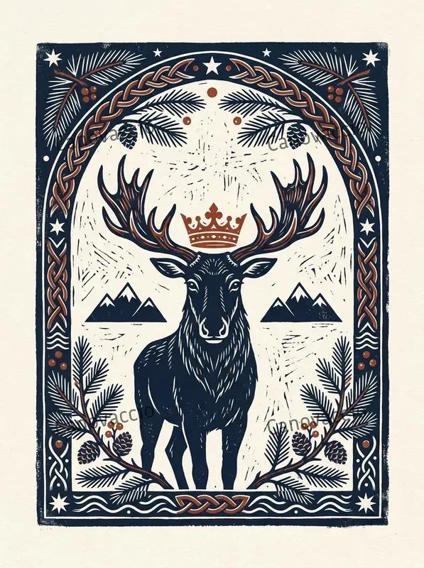Nordic Linocut Folk Greeting Card Faces