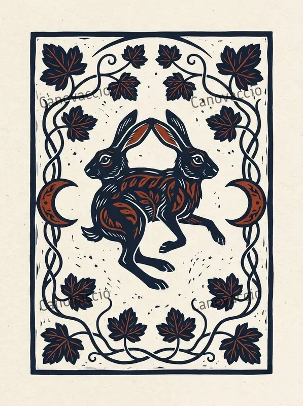 Nordic Linocut Folk Greeting Card Faces