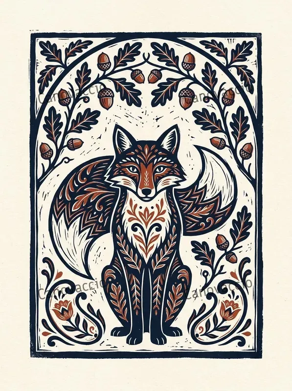 Nordic Linocut Folk Greeting Card Faces
