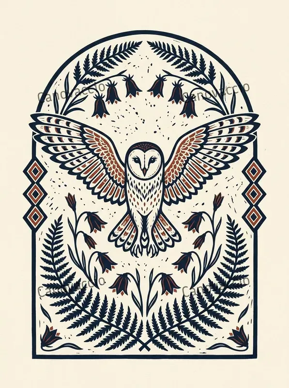 Nordic Linocut Folk Greeting Card Faces