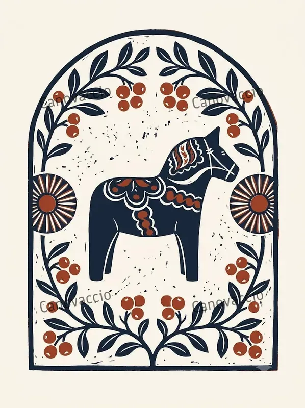 Nordic Linocut Folk Greeting Card Faces