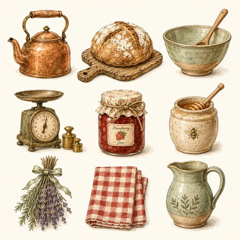 Rustic Cottagecore Kitchen Clip Art