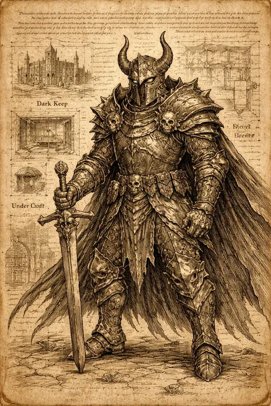 Sketches Of DnD Characters On Old Paper