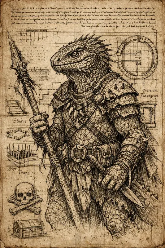 Sketches Of DnD Characters On Old Paper