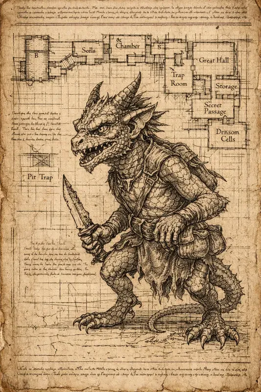 Sketches Of DnD Characters On Old Paper