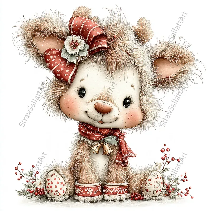 Cute Christmas Nursery Character Cliparts