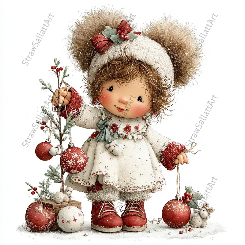 Cute Christmas Nursery Character Cliparts