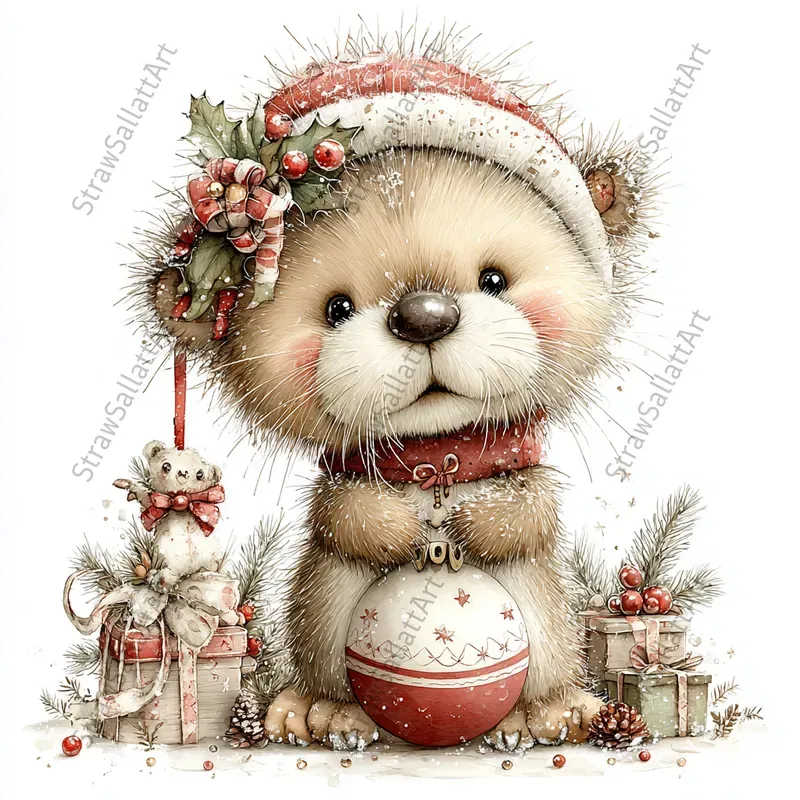 Cute Christmas Nursery Character Cliparts
