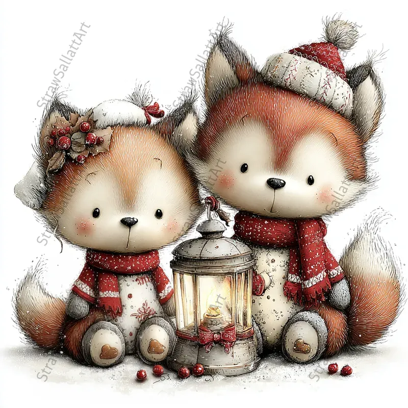 Cute Christmas Nursery Character Cliparts