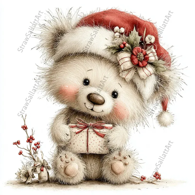 Cute Christmas Nursery Character Cliparts