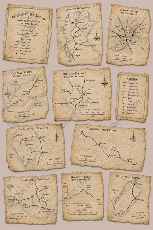 Vintage Map Fragment Cutouts