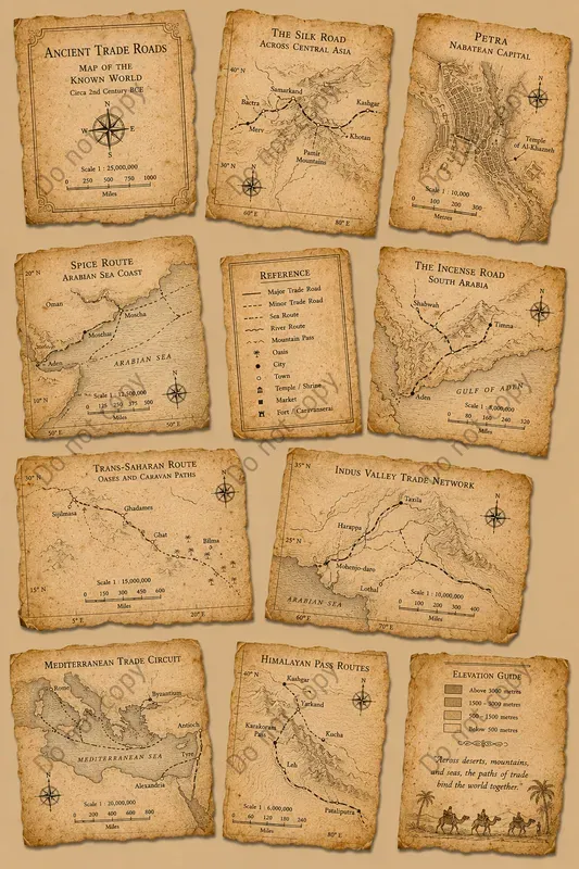 Vintage Map Fragment Cutouts