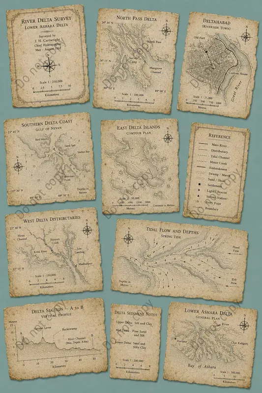 Vintage Map Fragment Cutouts