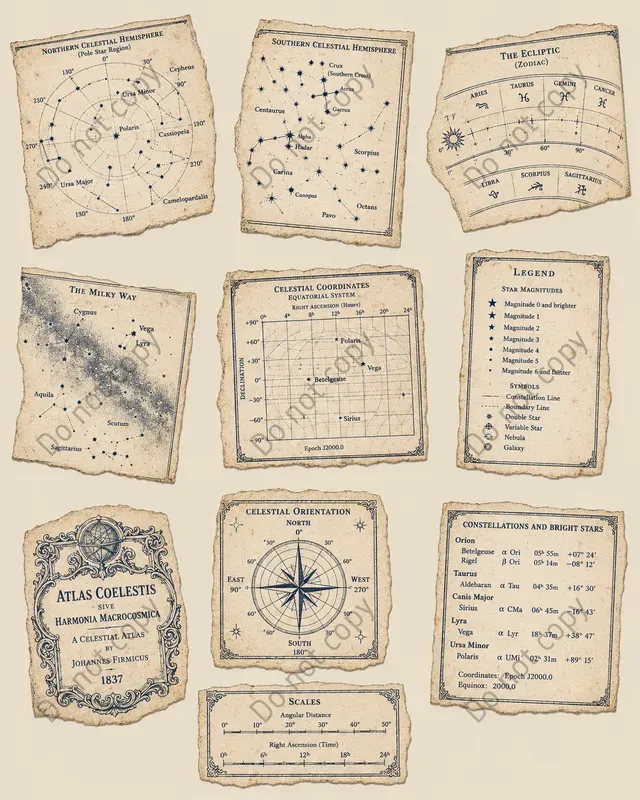 Vintage Map Fragment Cutouts