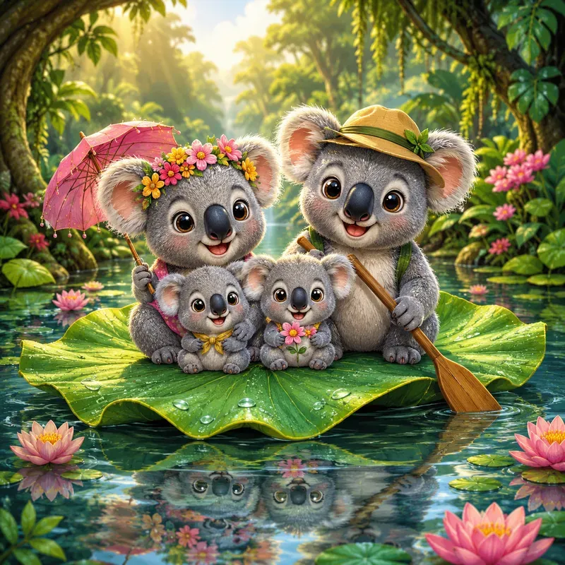Whimsical River Animal Families