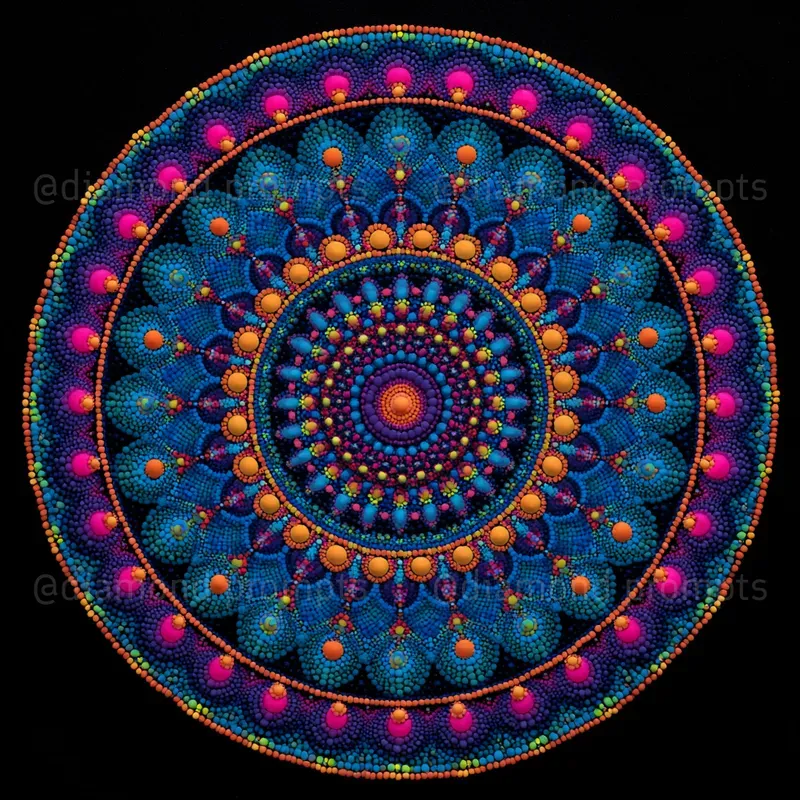 Fluorescent Bead Mandalas
