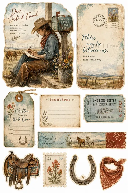 Western Printable Junk Journal Ephemera