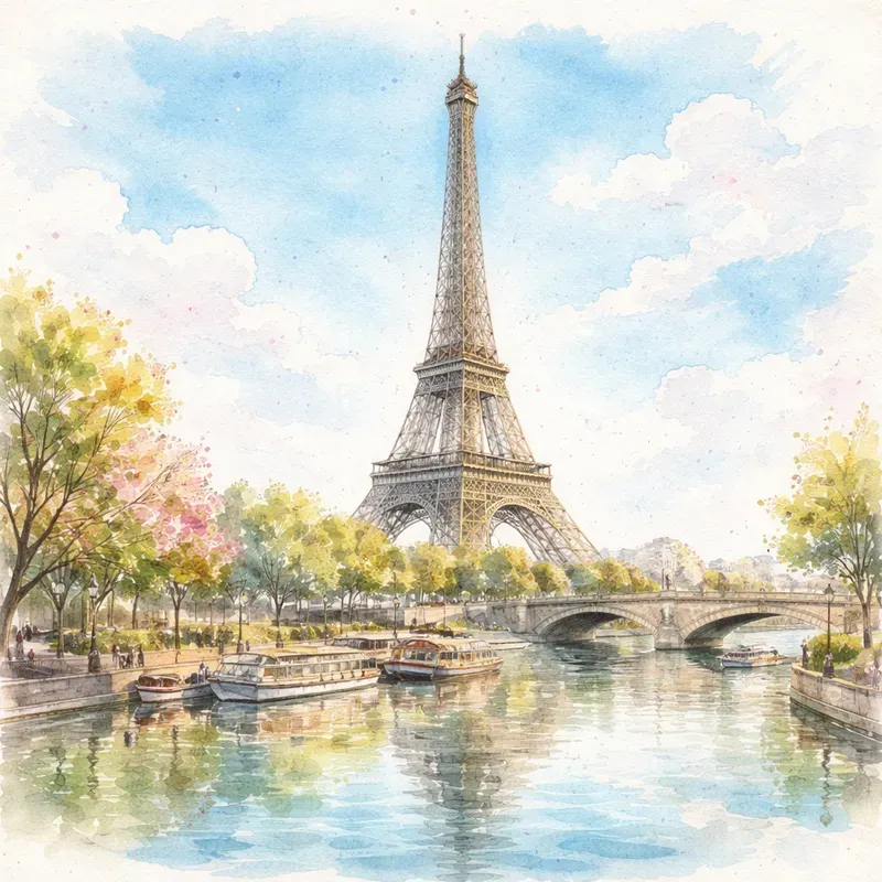 Cinematic Landmark Watercolors