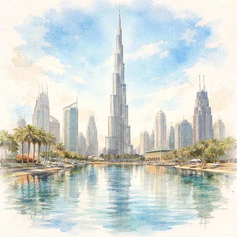 Cinematic Landmark Watercolors