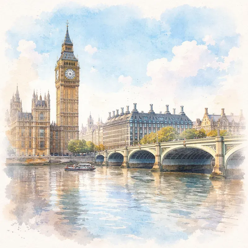 Cinematic Landmark Watercolors