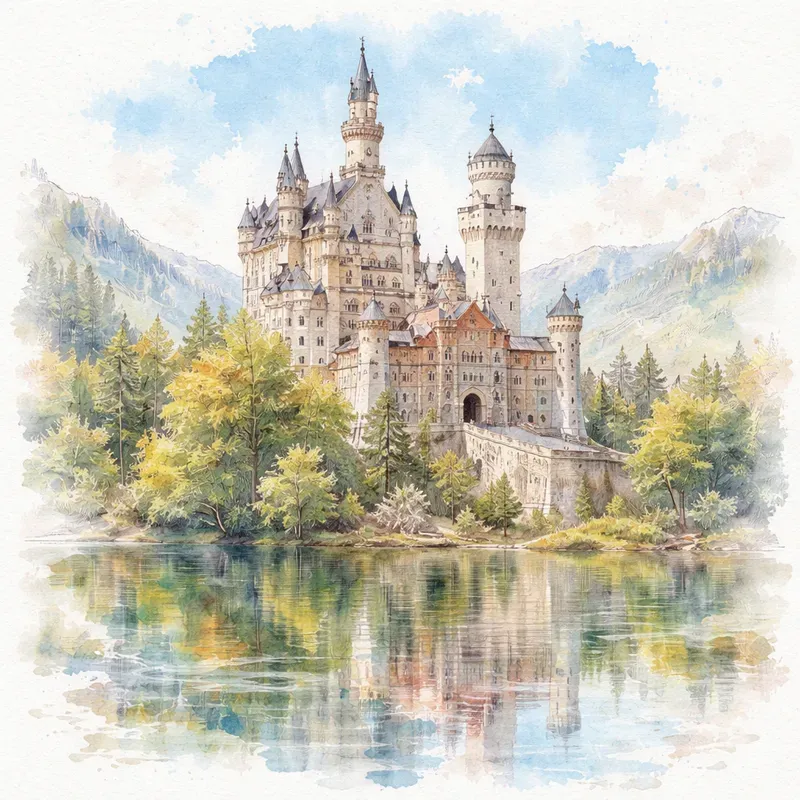 Cinematic Landmark Watercolors