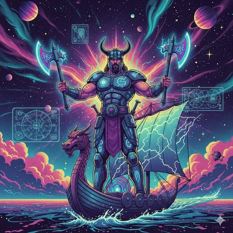Cosmic Retro Mythology Art Generator