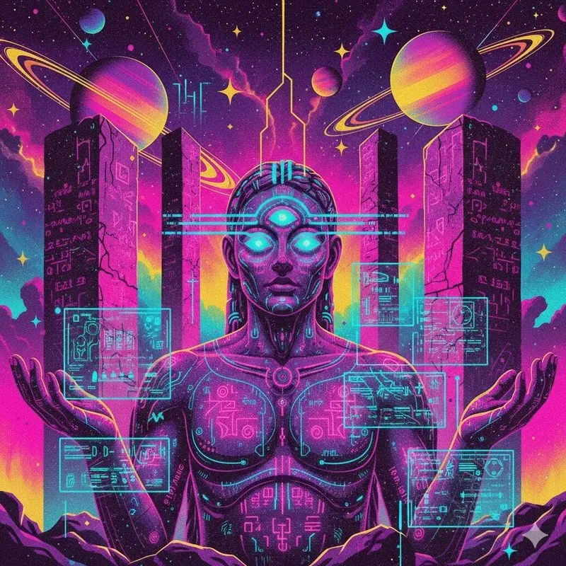 Cosmic Retro Mythology Art Generator