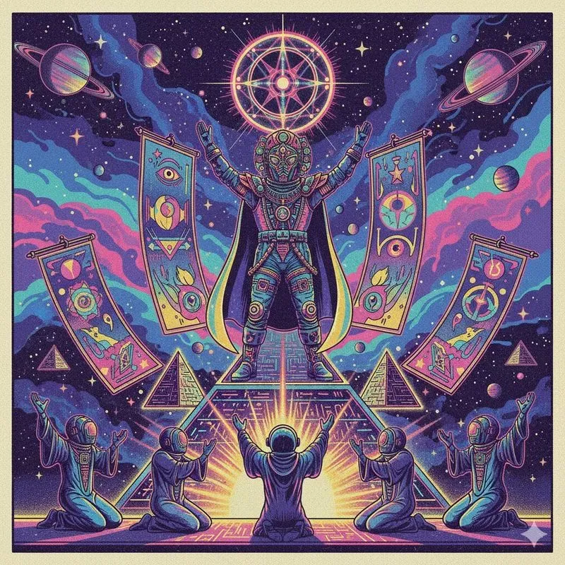 Cosmic Retro Mythology Art Generator