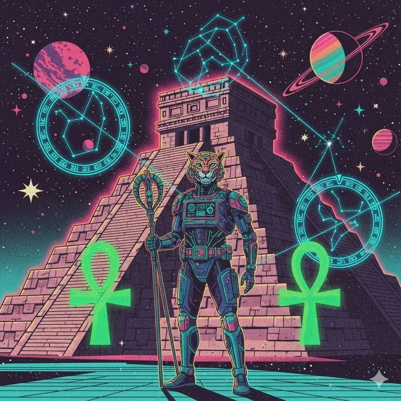 Cosmic Retro Mythology Art Generator