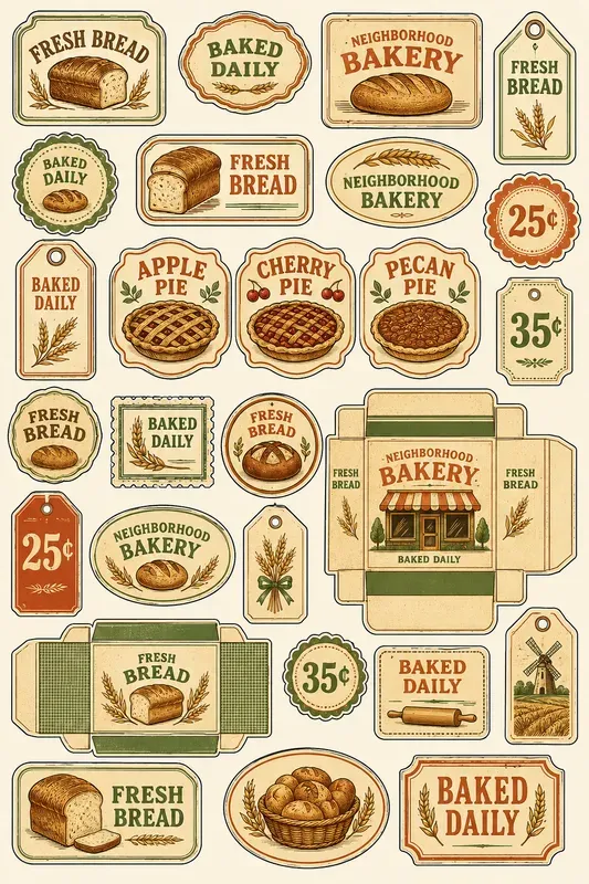 Vintage Bakery Ephemera Cutout Sheets