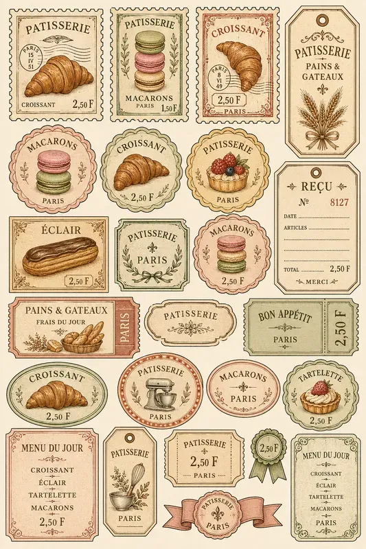 Vintage Bakery Ephemera Cutout Sheets