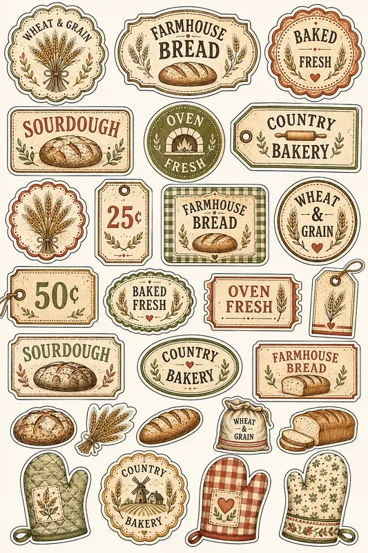 Vintage Bakery Ephemera Cutout Sheets