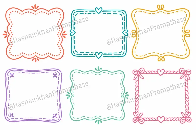 Colorful Hand Drawn Doodle Frame Borders