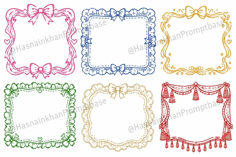 Colorful Hand Drawn Doodle Frame Borders