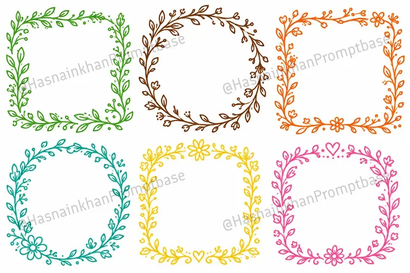 Colorful Hand Drawn Doodle Frame Borders