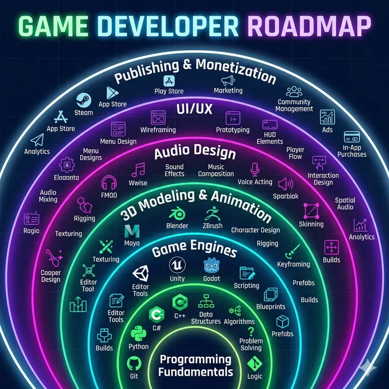 Neon Circular Roadmap Infographics