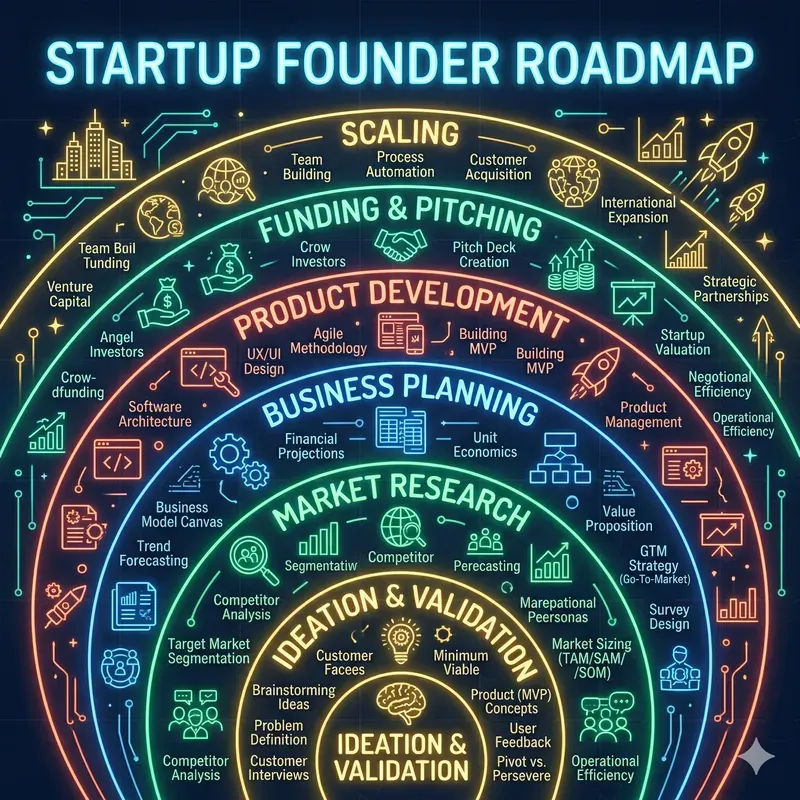 Neon Circular Roadmap Infographics