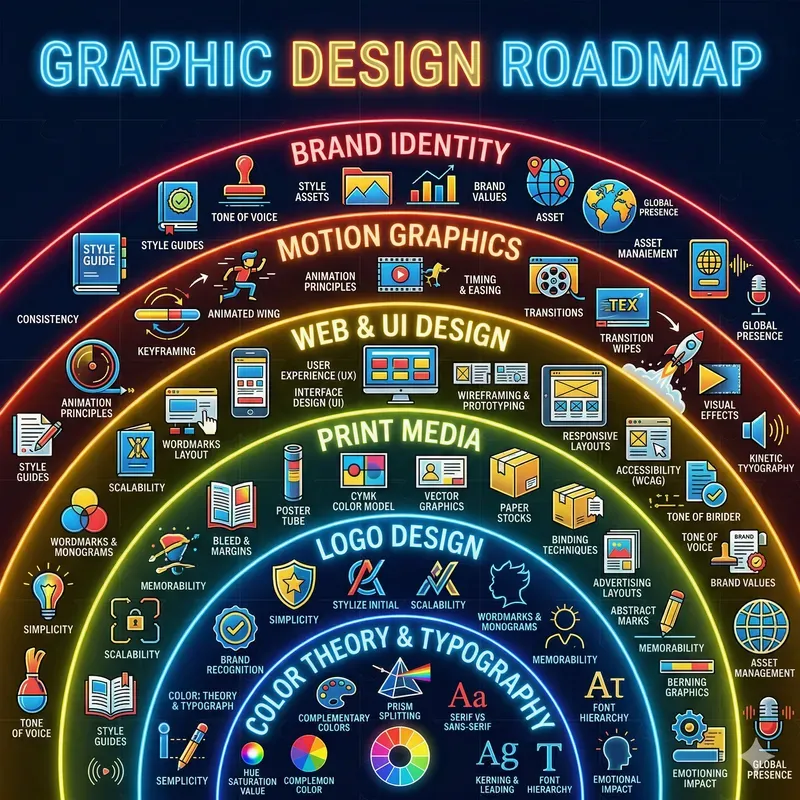 Neon Circular Roadmap Infographics