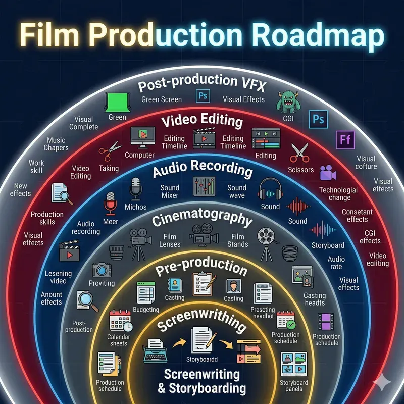 Neon Circular Roadmap Infographics