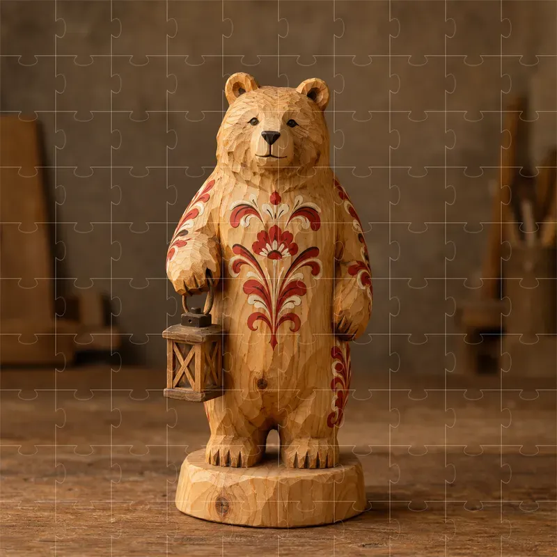Folk Art Carved Wooden Figurines