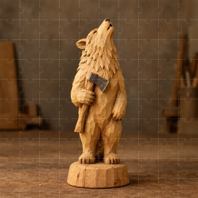 Folk Art Carved Wooden Figurines