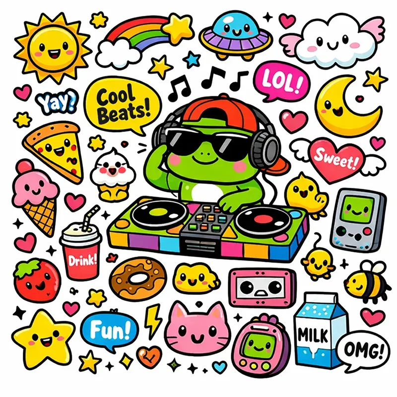 Kawaii Doodle Sticker Sheet Generator