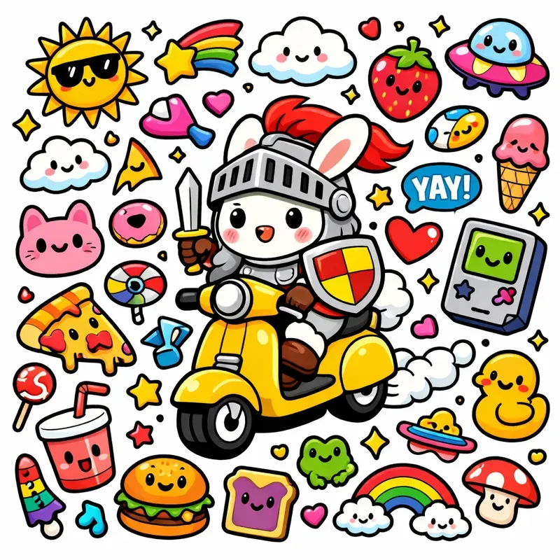 Kawaii Doodle Sticker Sheet Generator