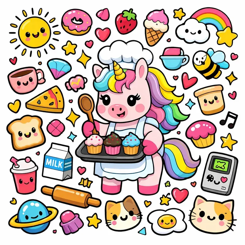 Kawaii Doodle Sticker Sheet Generator