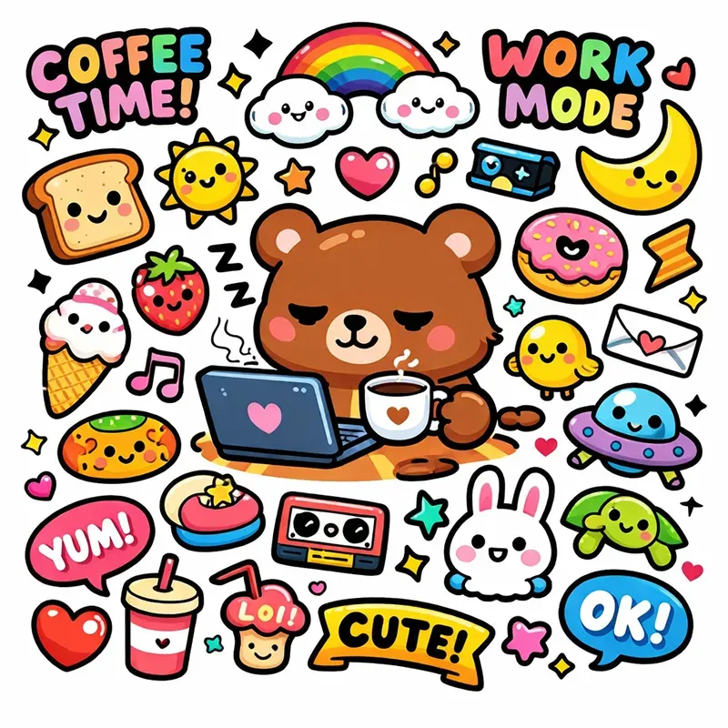 Kawaii Doodle Sticker Sheet Generator
