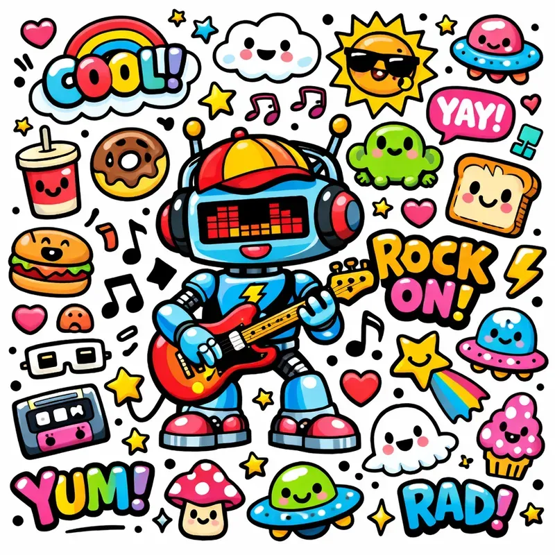 Kawaii Doodle Sticker Sheet Generator