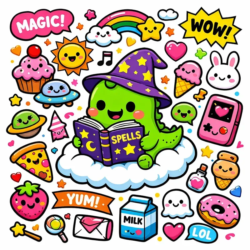 Kawaii Doodle Sticker Sheet Generator
