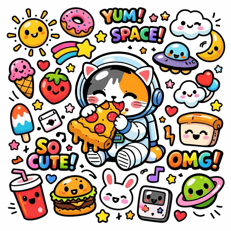 Kawaii Doodle Sticker Sheet Generator