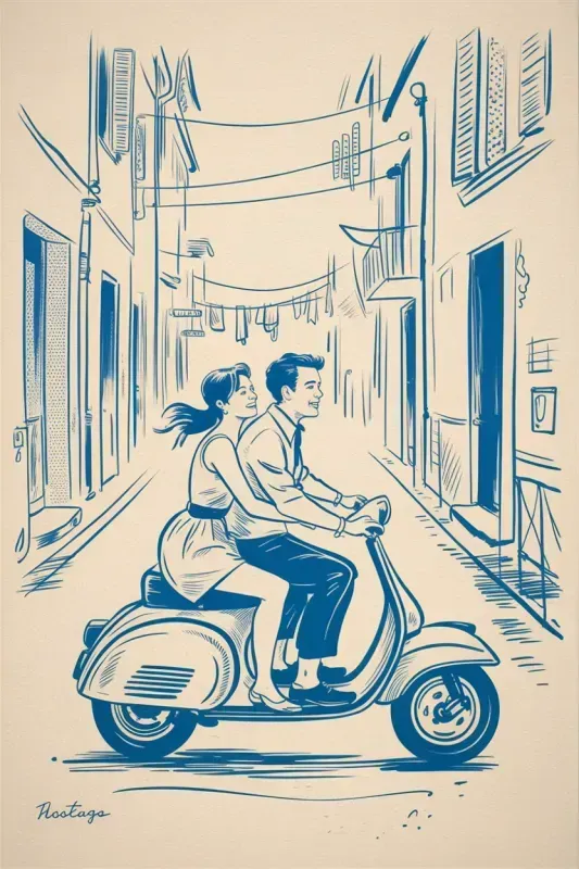 Vintage Cobalt Risograph La Dolce Vitas