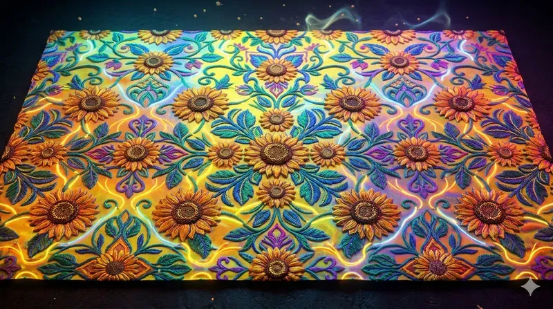 3D Uv Floral Festival Fabric Textures